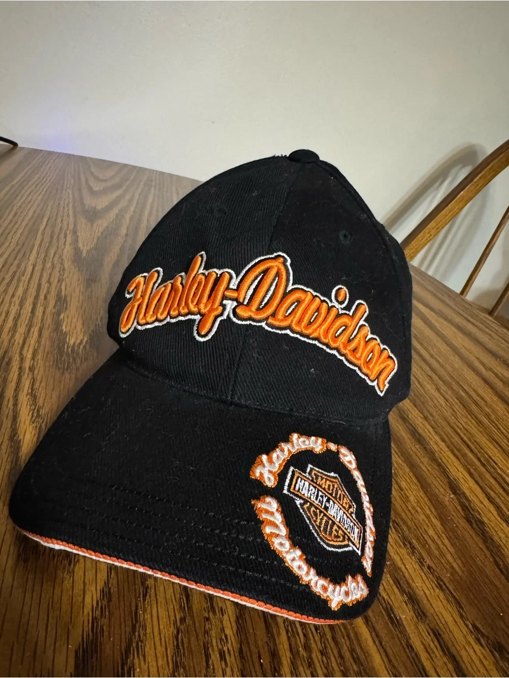Harley-Davidson Black and Orange Embroidered Baseball Cap